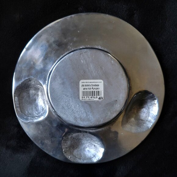 Pewter Pumpkin Wine Holder Plate / Wine Coaster Botella Calabaza Mexico - Picture 8 of 10